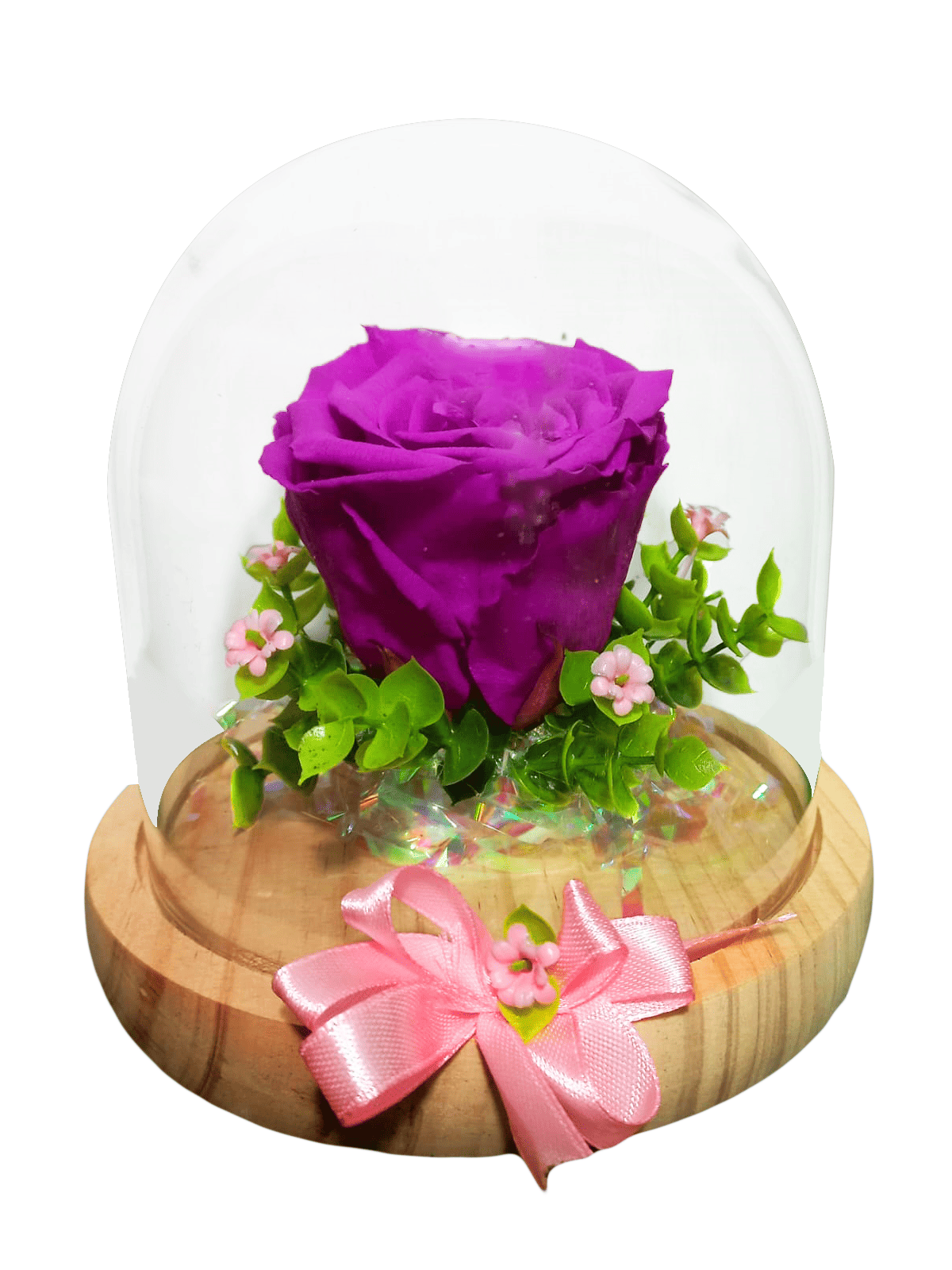 Rosa preservada 2- Rosa en Domo decorada – ANY FLOWER SHOP
