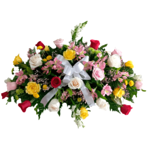 Palma Fúnebre Variada (Rosas de colores y Tigrillo)