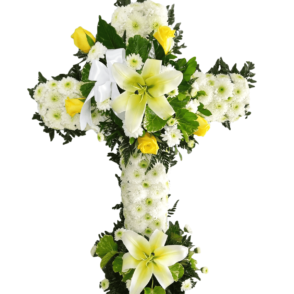 Cruz Fúnebre (Rosas, Lirios y Crisantemos)